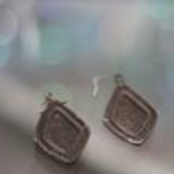 Silver Triangular Cross Tribal Print Earrings - Picture 2 of 5